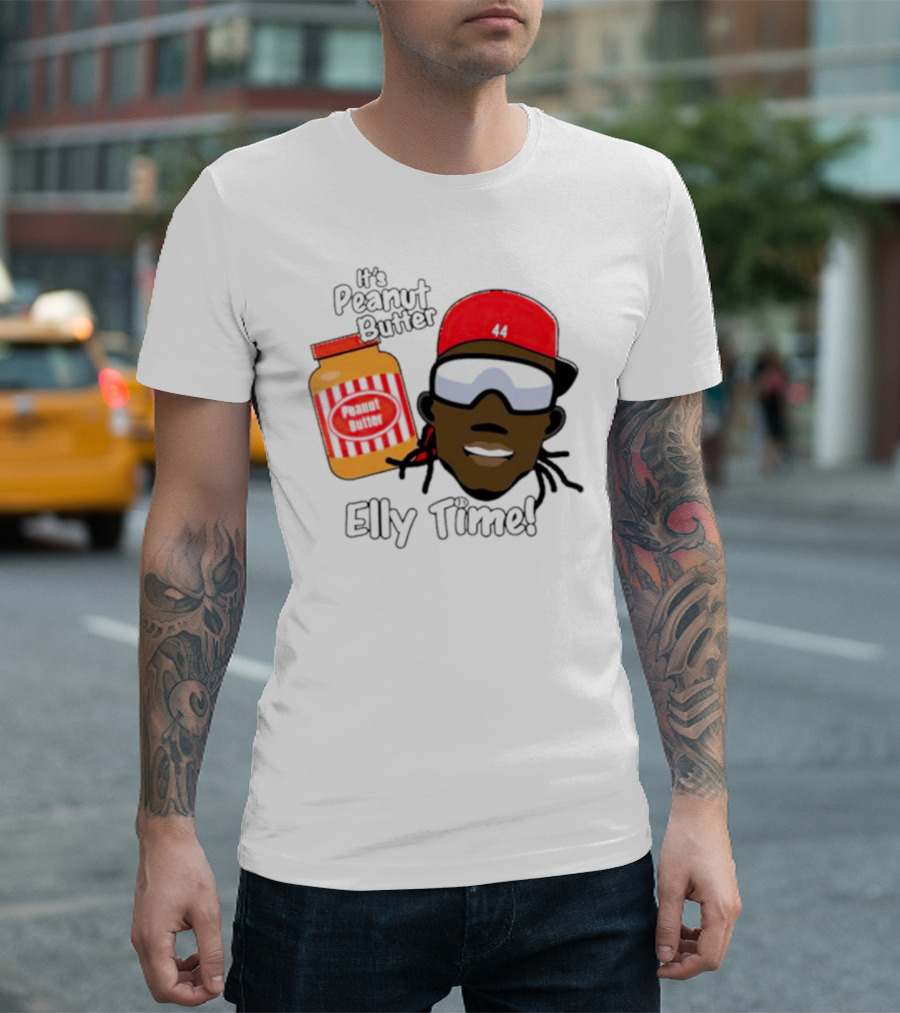 Elly De La Cruz It's Peanut Butter Elly Time 44 Red Cap and Jar T-Shirt