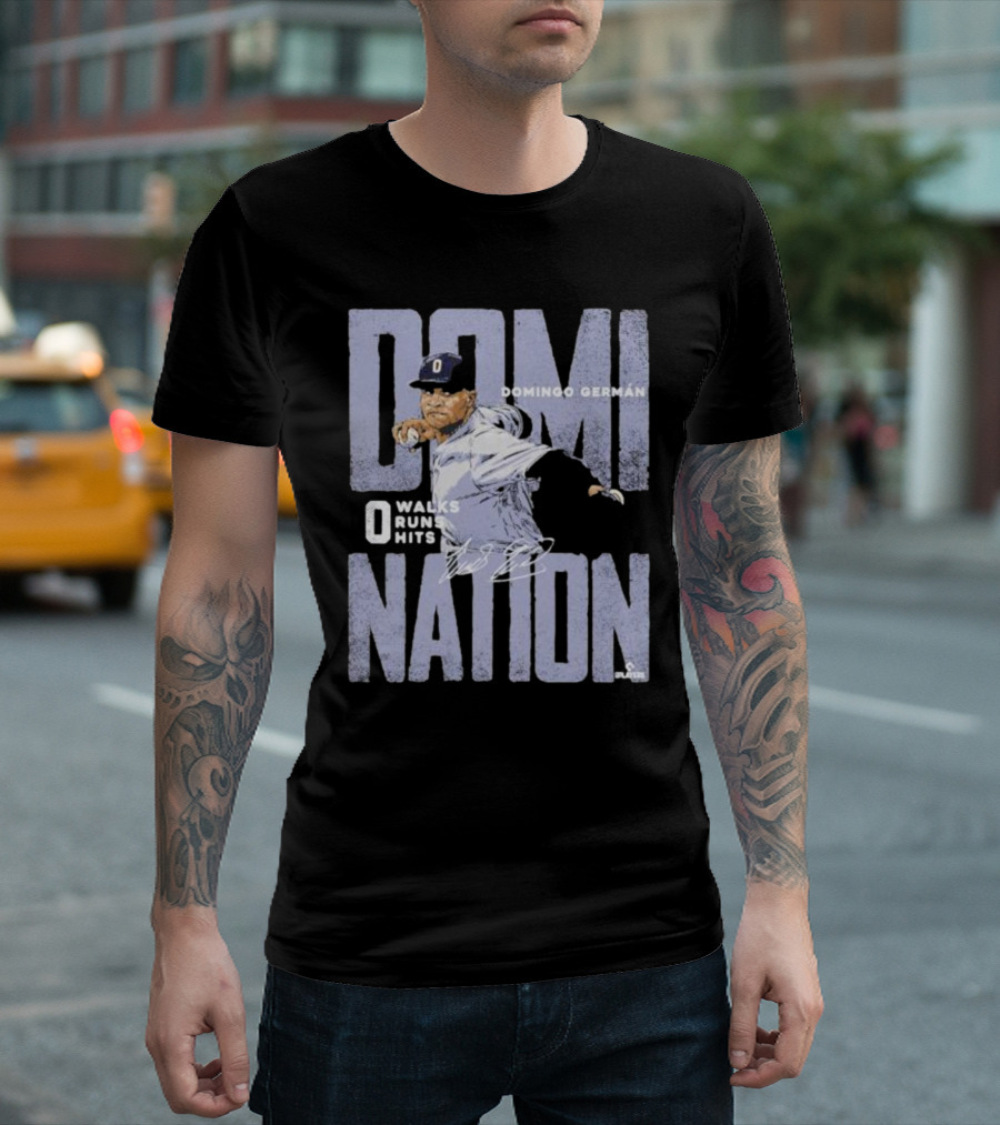 Domingo German New York Domination 0 Walks 0 Runs 0 Hits Perfect Game Signature T-Shirt