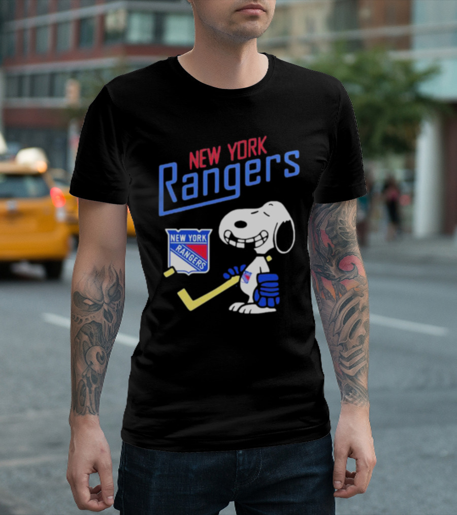 New York Rangers Snoopy Hockey Player T-Shirt