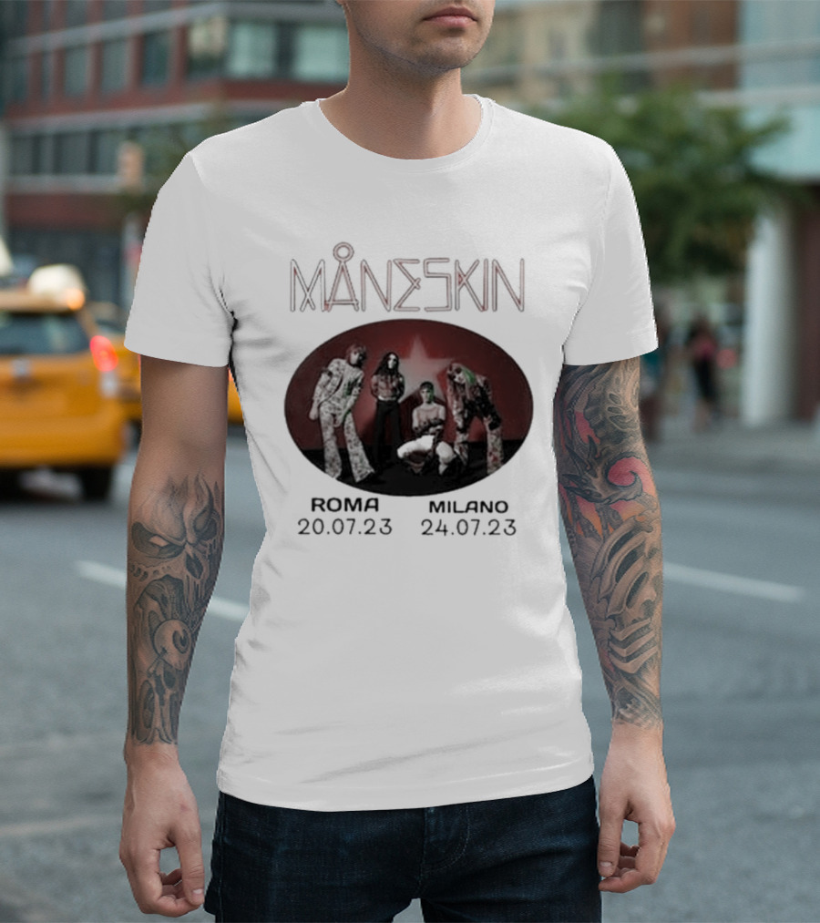 Måneskin Roma 20.07.23 Milano 24.07.23 Concert Dates T-Shirt