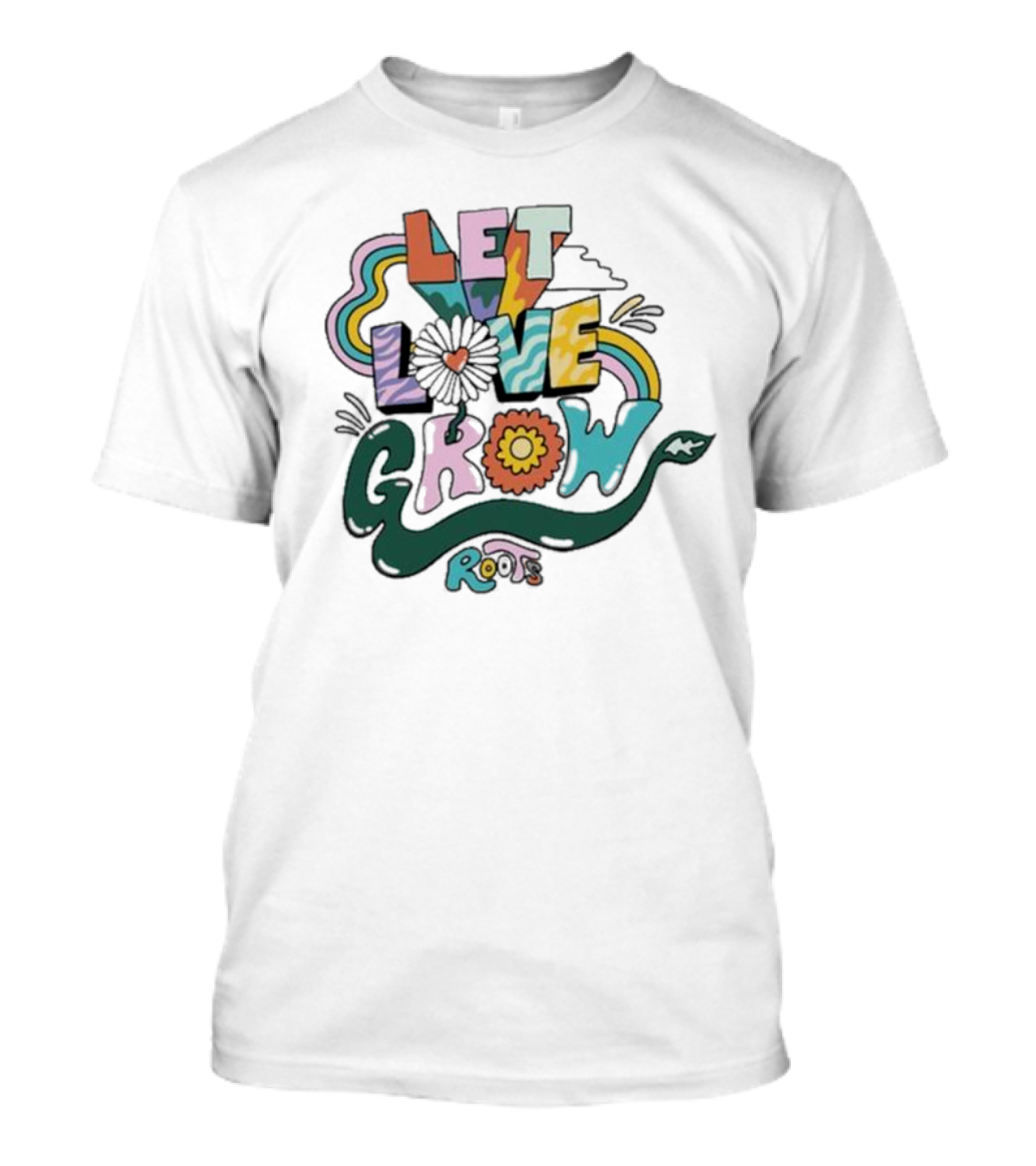 Roots Let Love Grow Pride Rainbow Blossoms T-Shirt