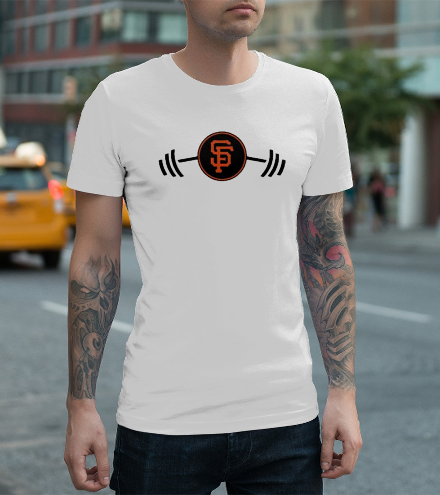 San Francisco Giants Barbell Logo Fitness T-Shirt