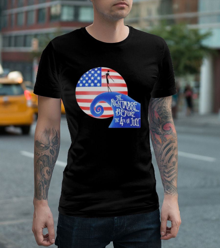 The Nightmare Before The 4th Of July American Flag Spiral T-Shirt