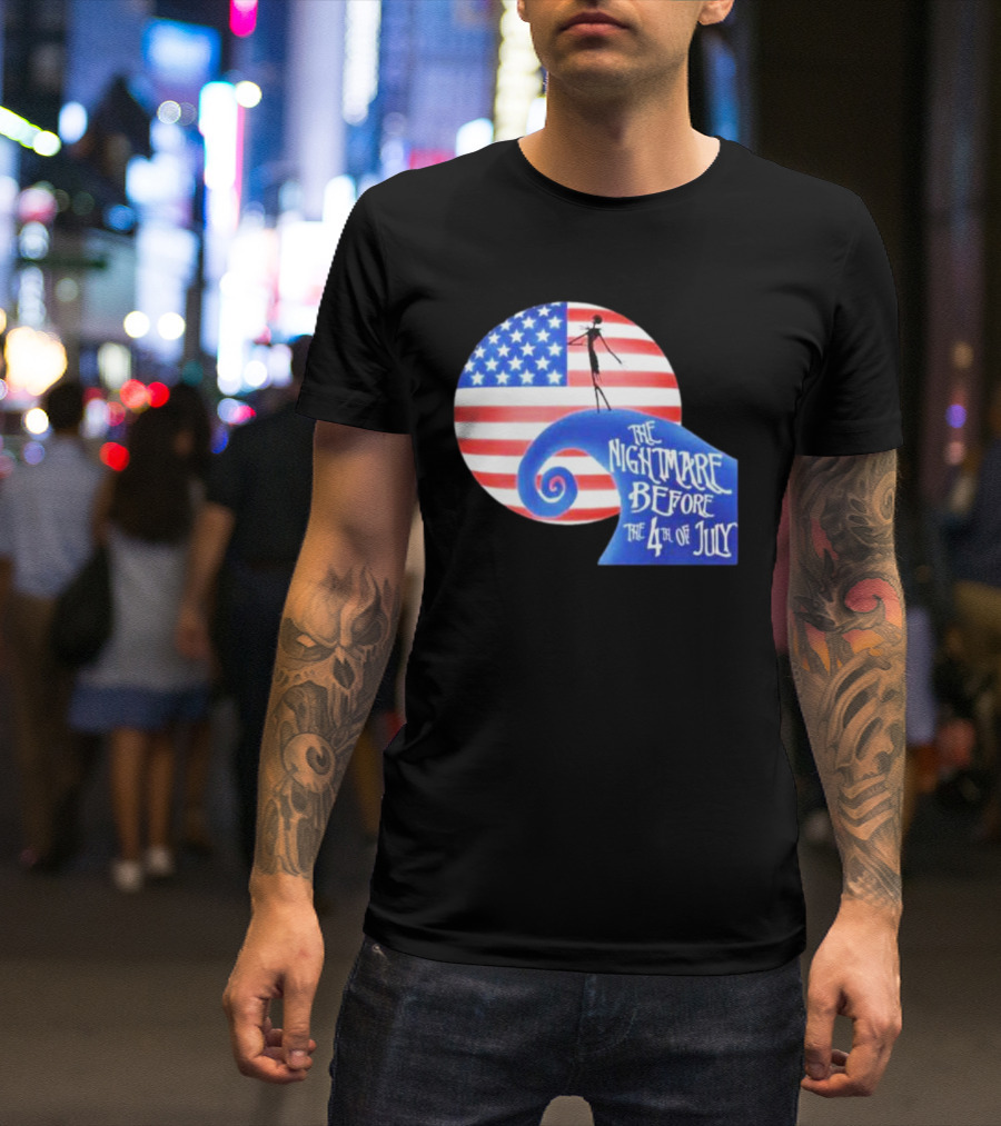 The Nightmare Before The 4th Of July American Flag Spiral T-Shirt