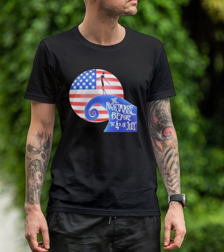 The Nightmare Before The 4th Of July American Flag Spiral T-Shirt