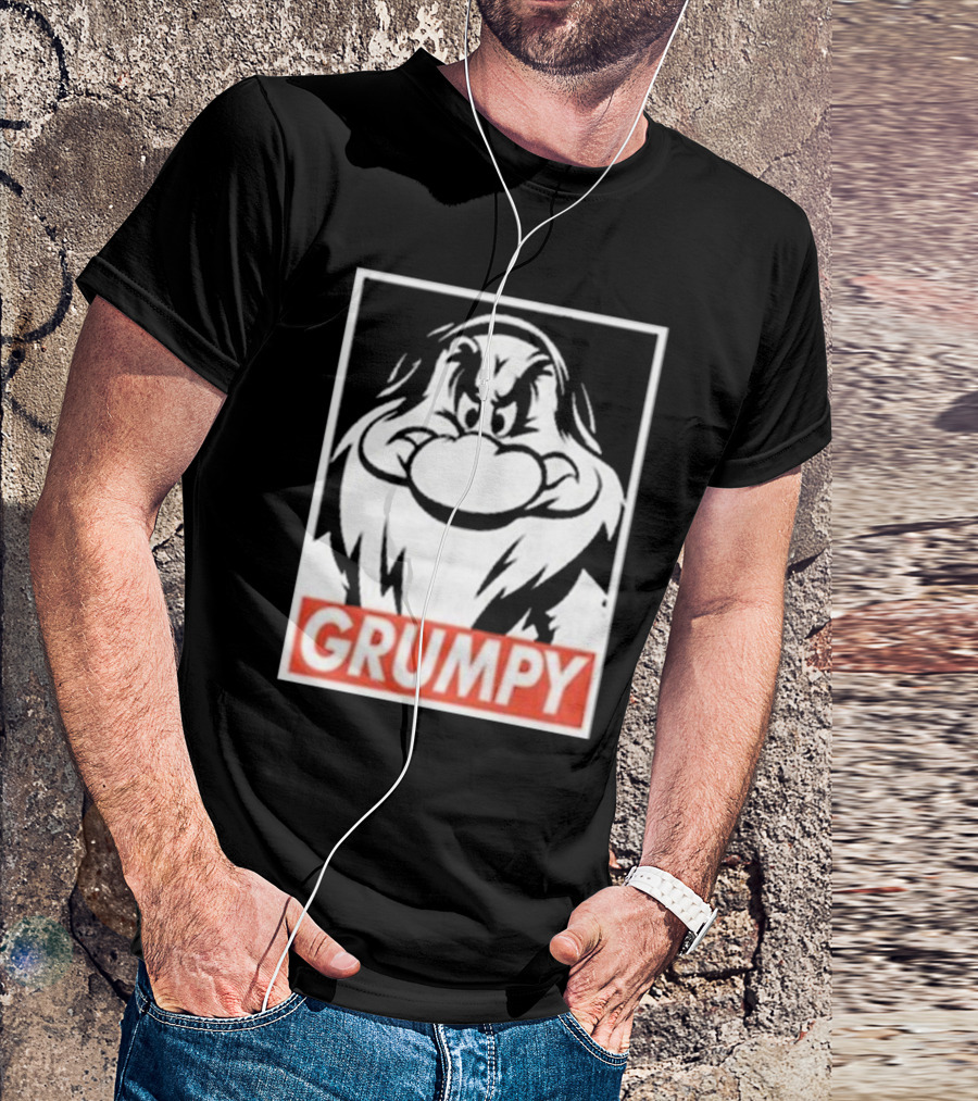 Grumpy Dwarf Cartoon Character Bold Expression T-Shirt