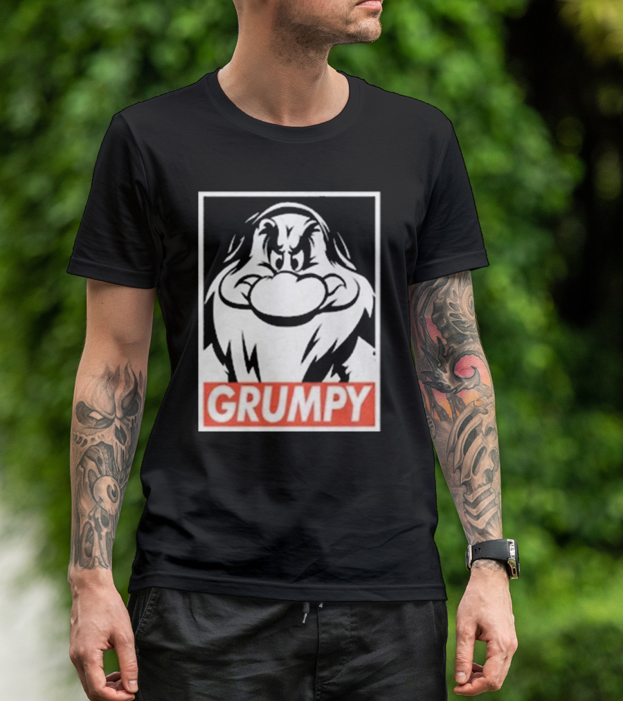 Grumpy Dwarf Cartoon Character Bold Expression T-Shirt