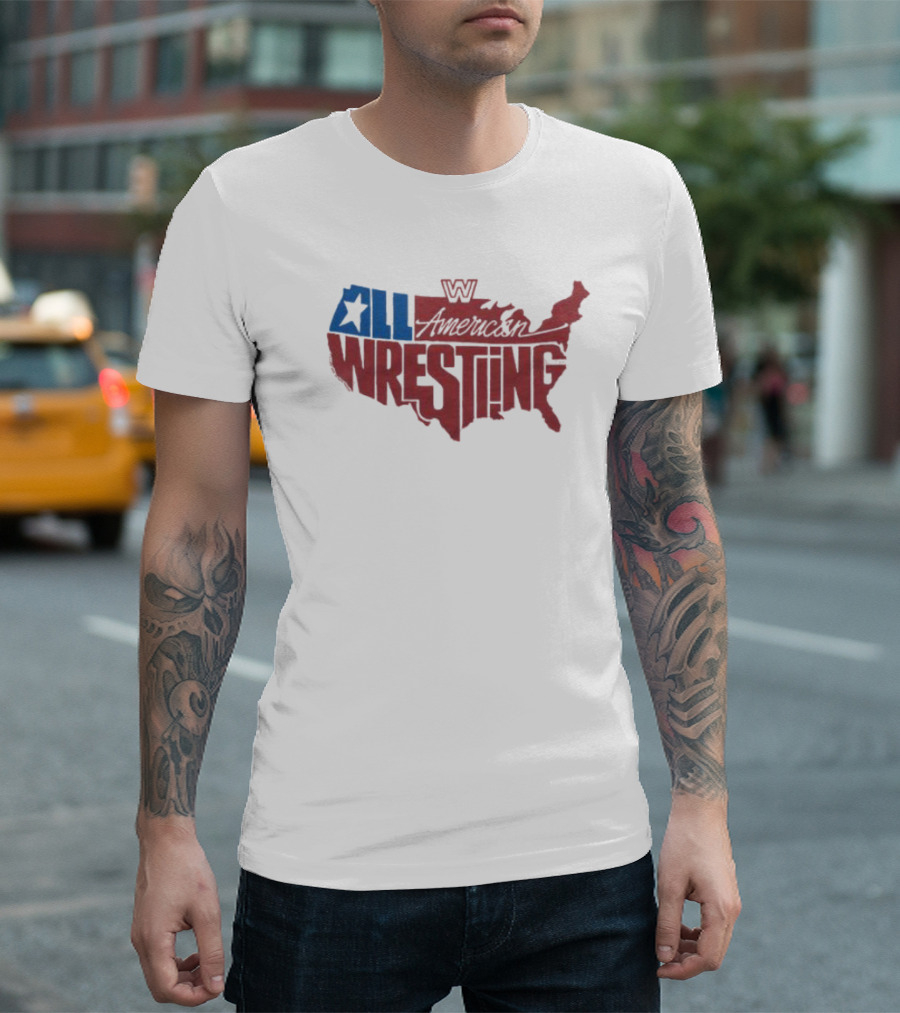 Homage All American Wrestling USA Map T-Shirt