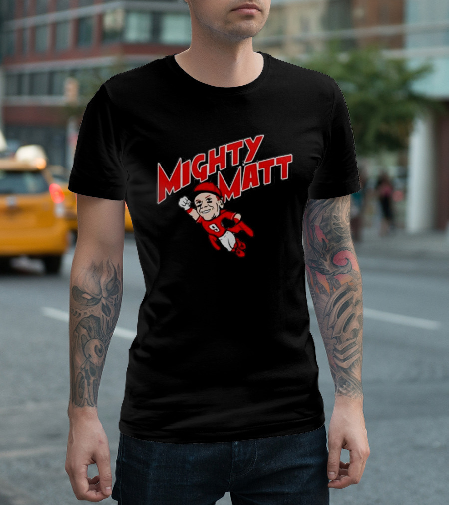 Mighty Matt Football Hero In Red And White Gear T-Shirt