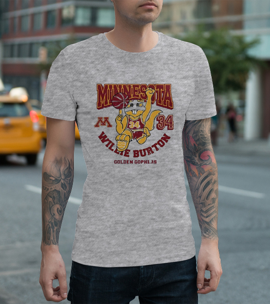 Minnesota 34 Willie Burton Golden Gophers Basketball T-Shirt
