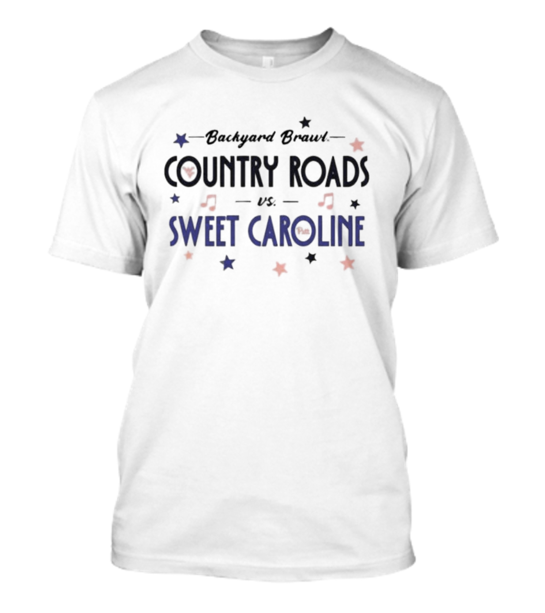 Backyard Brawl Country Roads Vs Sweet Caroline Music Showdown Stars And Notes T-Shirt