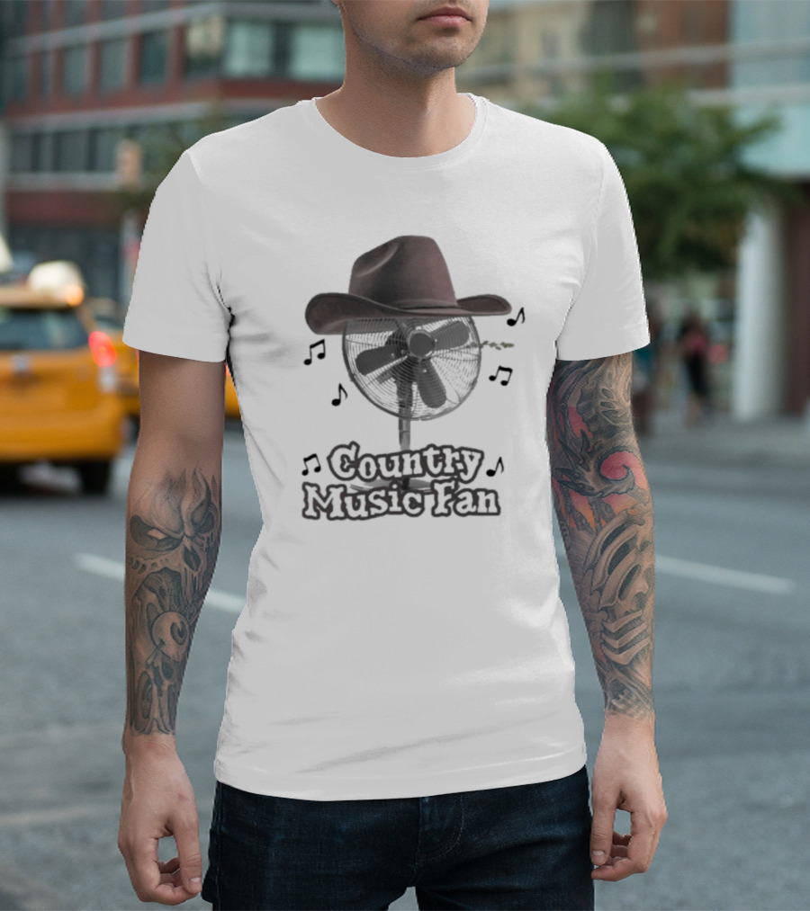 Cowboy Hat Fan with Music Notes Country Music Fan T-Shirt