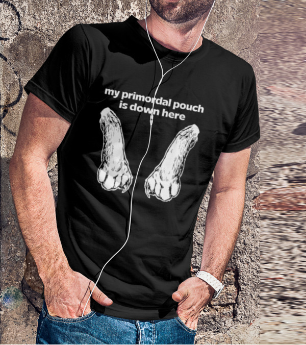 My Primordial Pouch Is Down Here Funny Cat Lover Graphic By Mango Island T-Shirt
