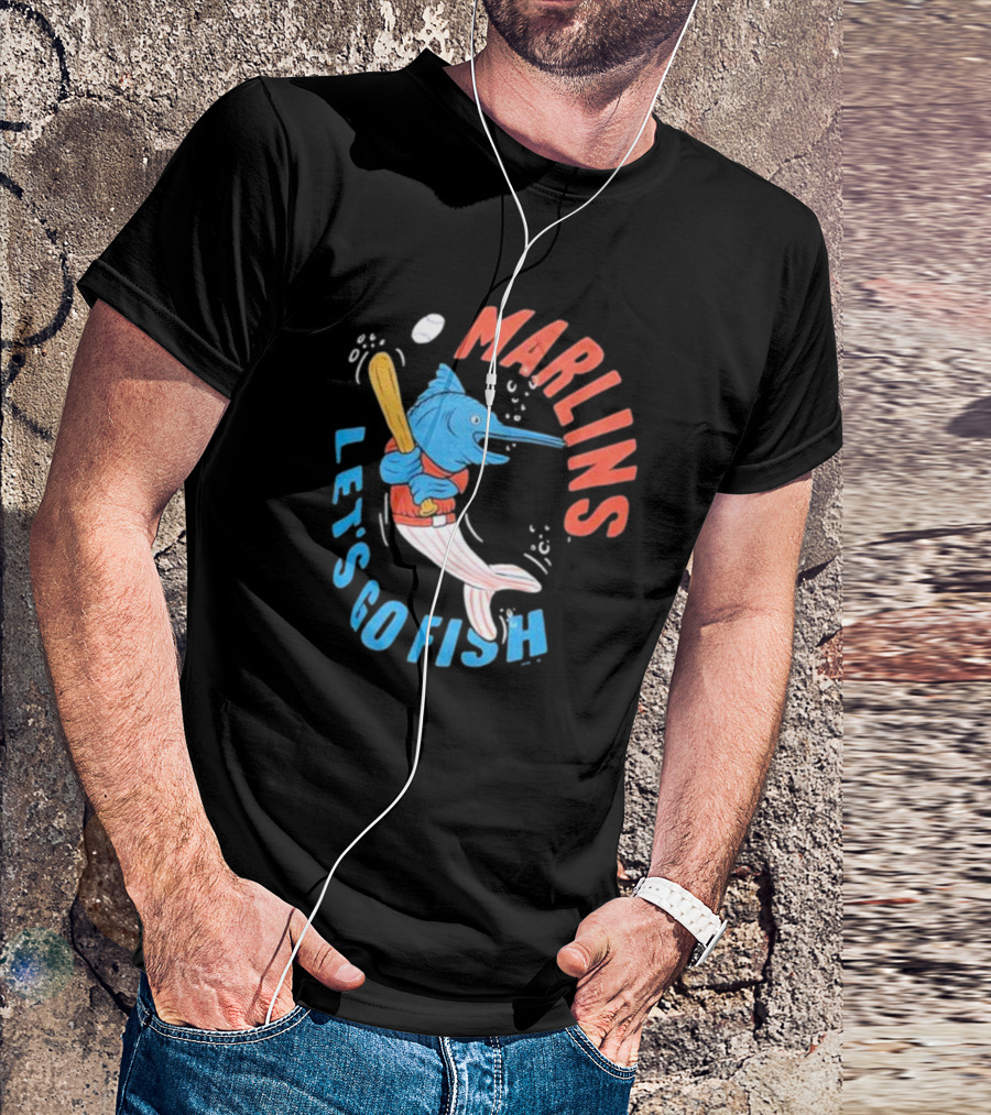 Miami Marlins Let’s Go Fish Tri-Blend Homage Doodle Collection T-Shirt
