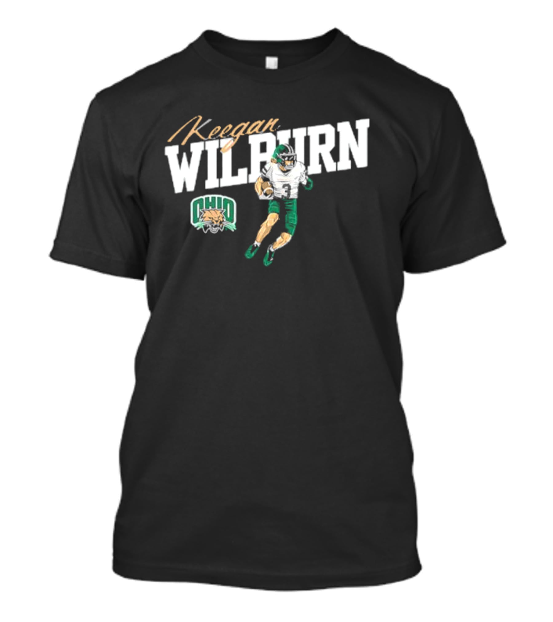 Keegan Wilburn Ohio Bobcats Football Caricature T-Shirt