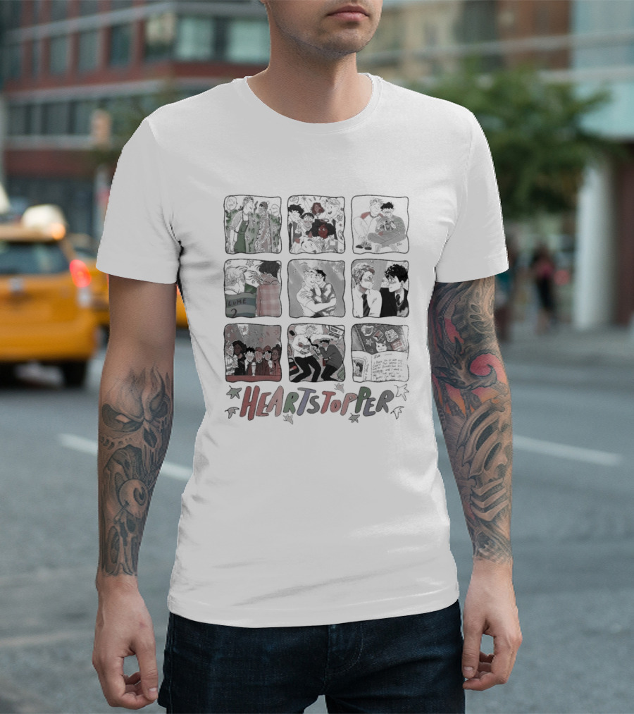 LGBT Heartstopper Nick and Charlie Comic Art Panels T-Shirt