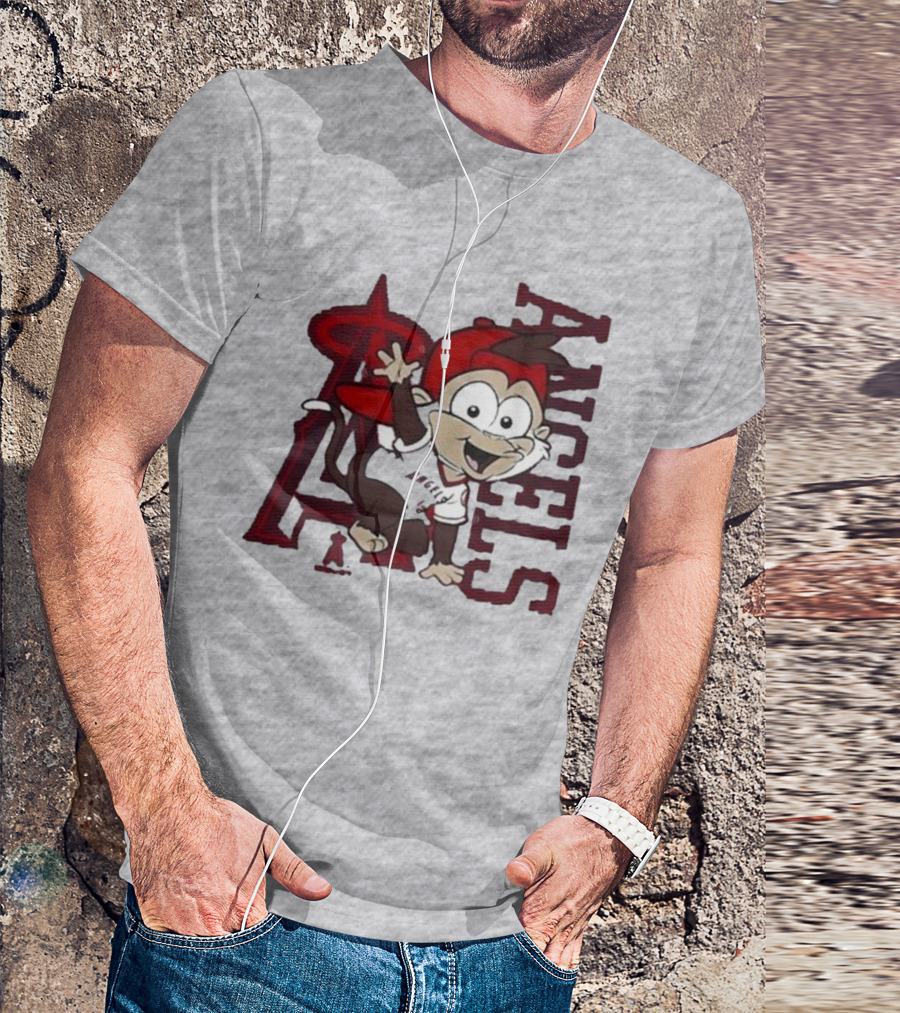 Los Angeles Angels Infant Mascot 2.0 Cheerful Cartoon Character With Iconic Logo And Text 'Angels' T-Shirt