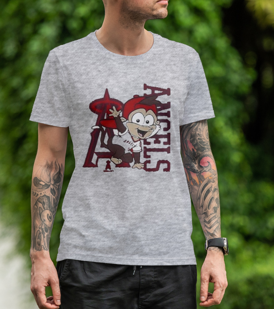 Los Angeles Angels Infant Mascot 2.0 Cheerful Cartoon Character With Iconic Logo And Text 'Angels' T-Shirt