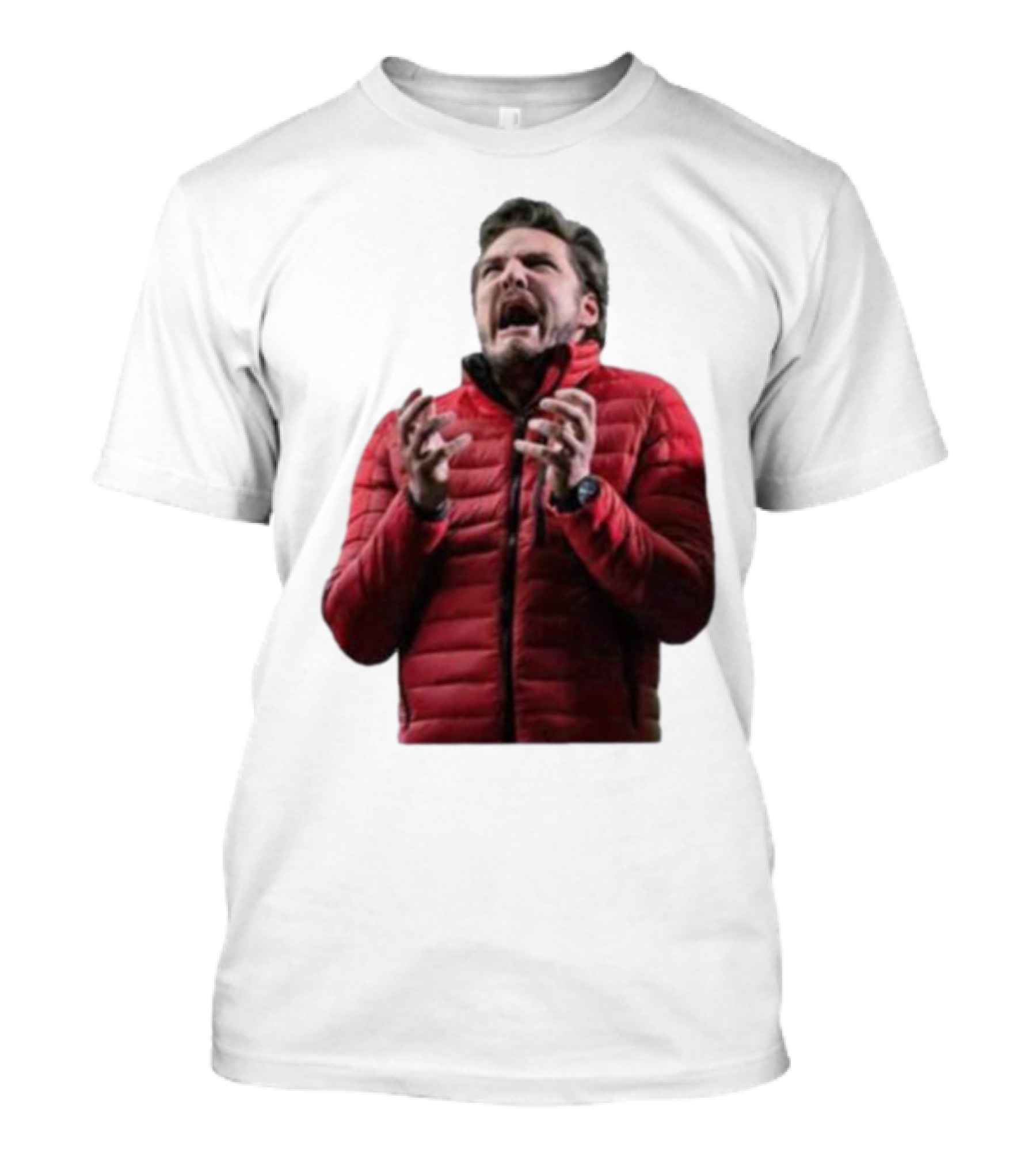 Pedro Pascal Moment In The Bubble Red Jacket Reaction T-Shirt