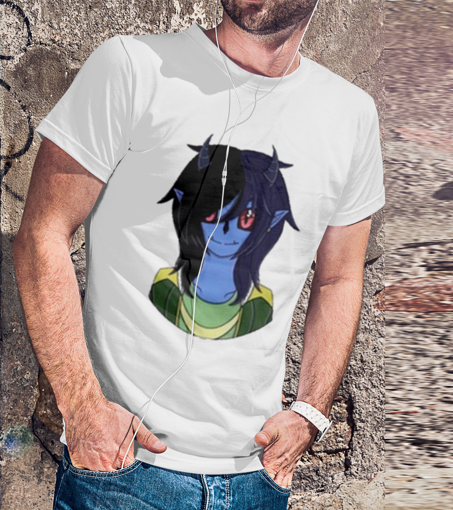 Zombicplayz's Anime-Style Blue Demon Character With Red Eyes And Horns T-Shirt