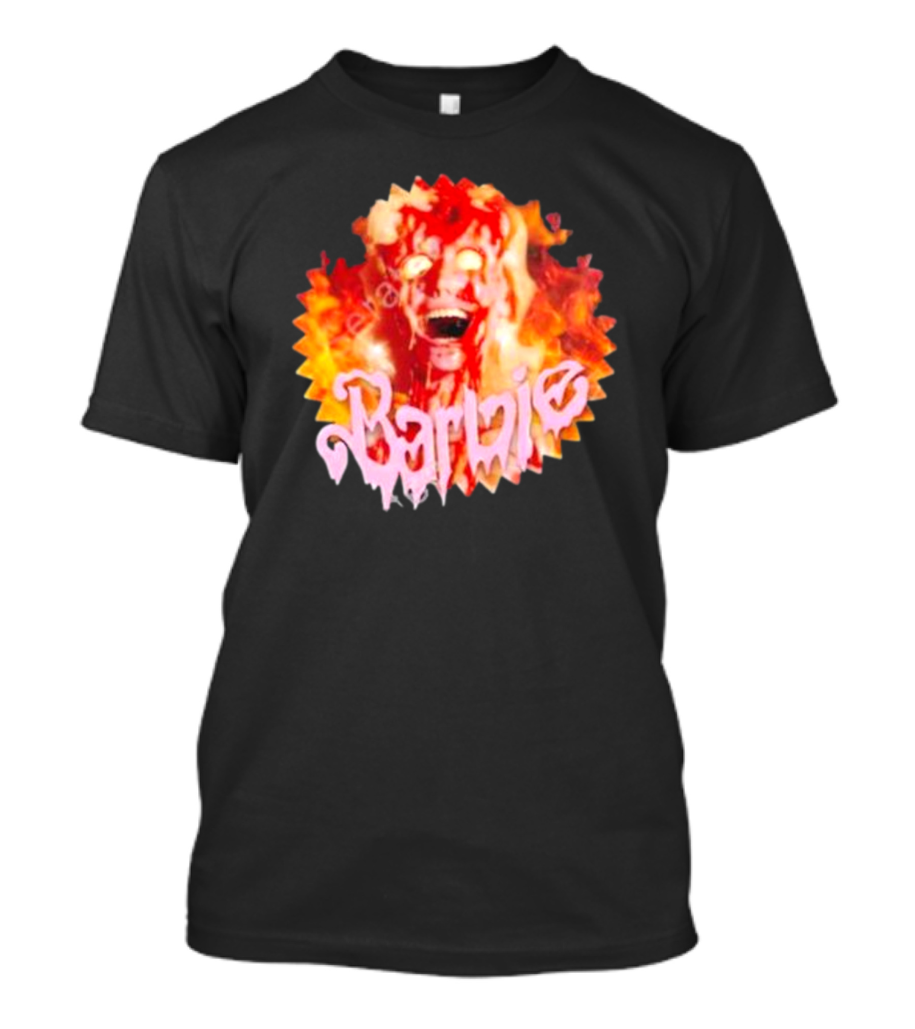 Barbie Burning Flames Horror Face T-Shirt