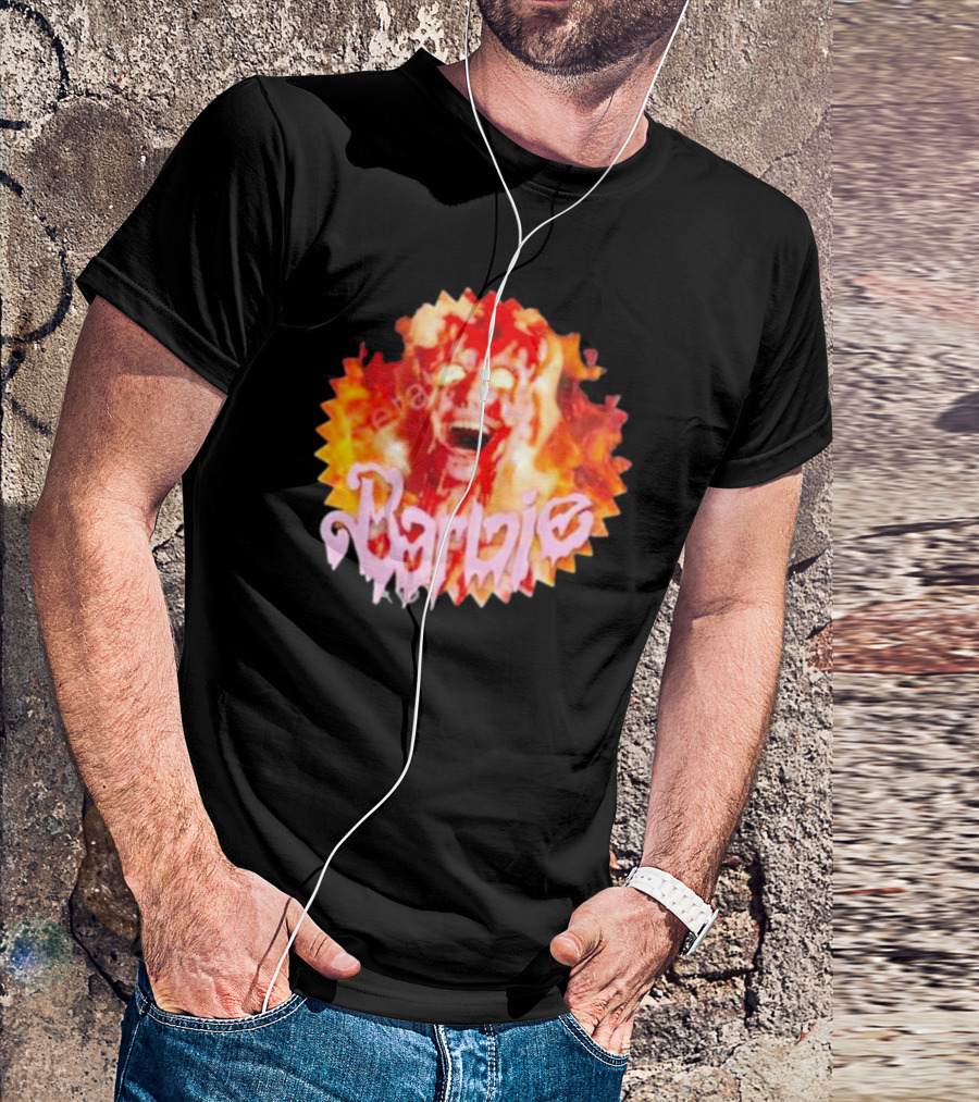 Barbie Burning Flames Horror Face T-Shirt