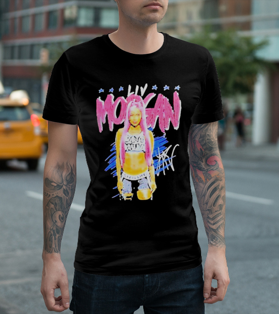 Liv Morgan Pop Signature Blue Stars T-Shirt