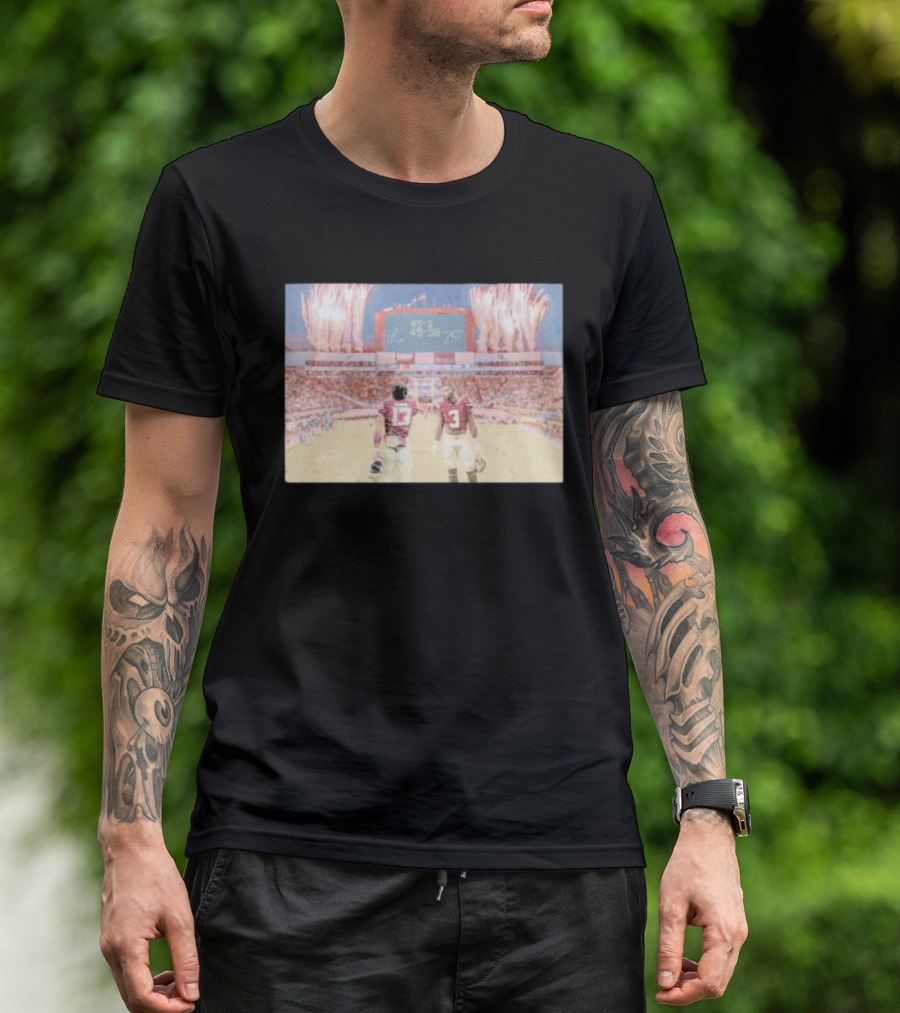 Trey Benson State Champs Collab 45-38 Football Victory Celebration WHT T-Shirt