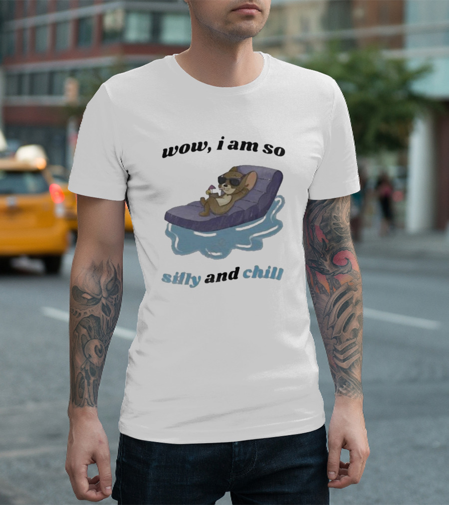 Wow I Am So Silly And Chill Relaxing Sunglasses Pool Float Mouse T-Shirt
