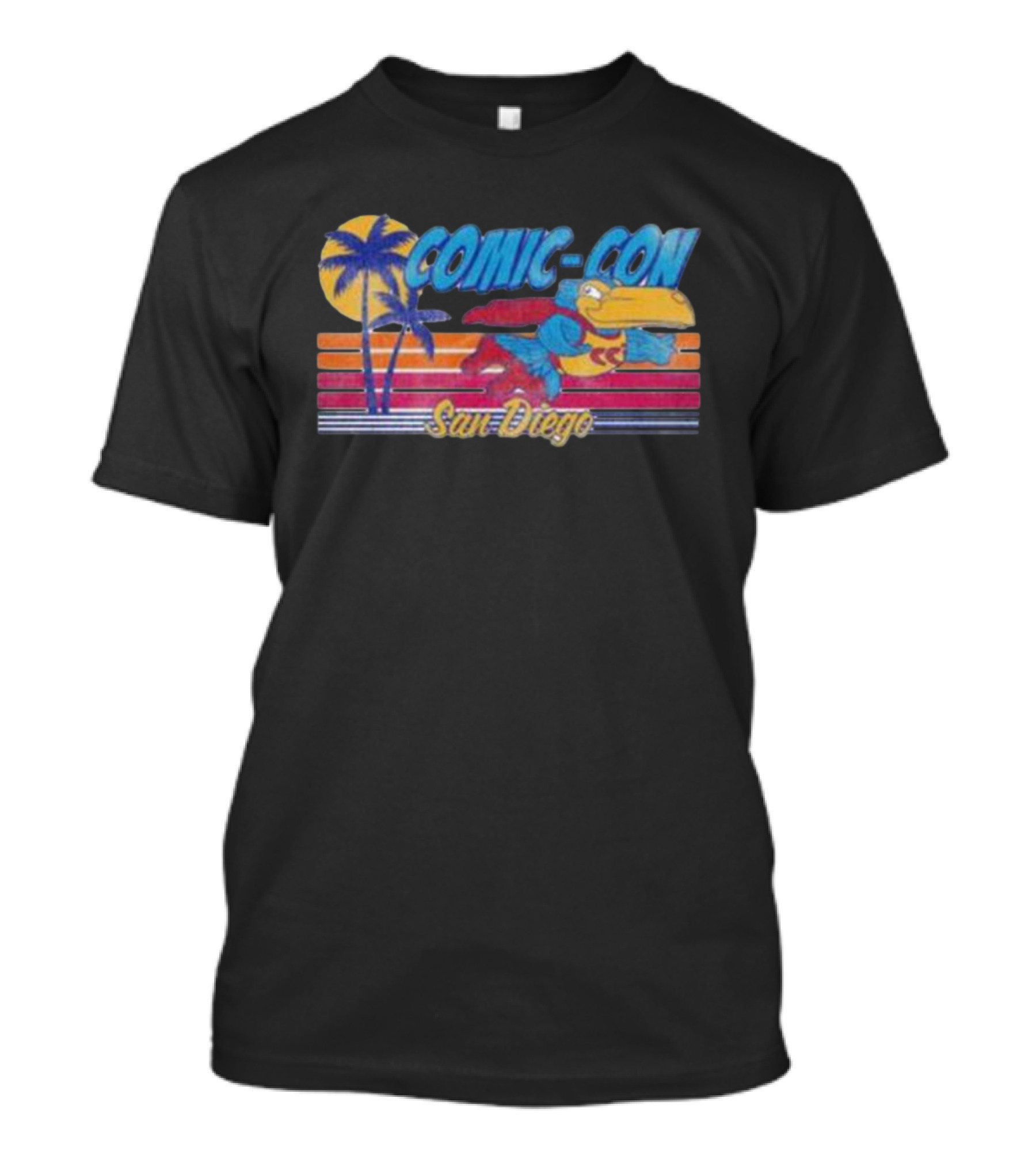 San Diego Comic-Con Colorful Superhero Bird With Palms T-Shirt