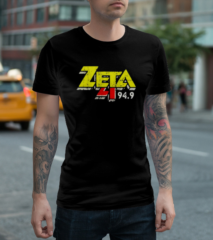 Zeta 41 Radio 94.9 Distressed Yellow T-Shirt
