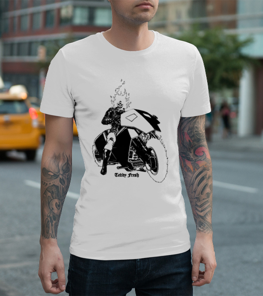 Ghost Rider Teddy Fresh Flaming Biker T-Shirt