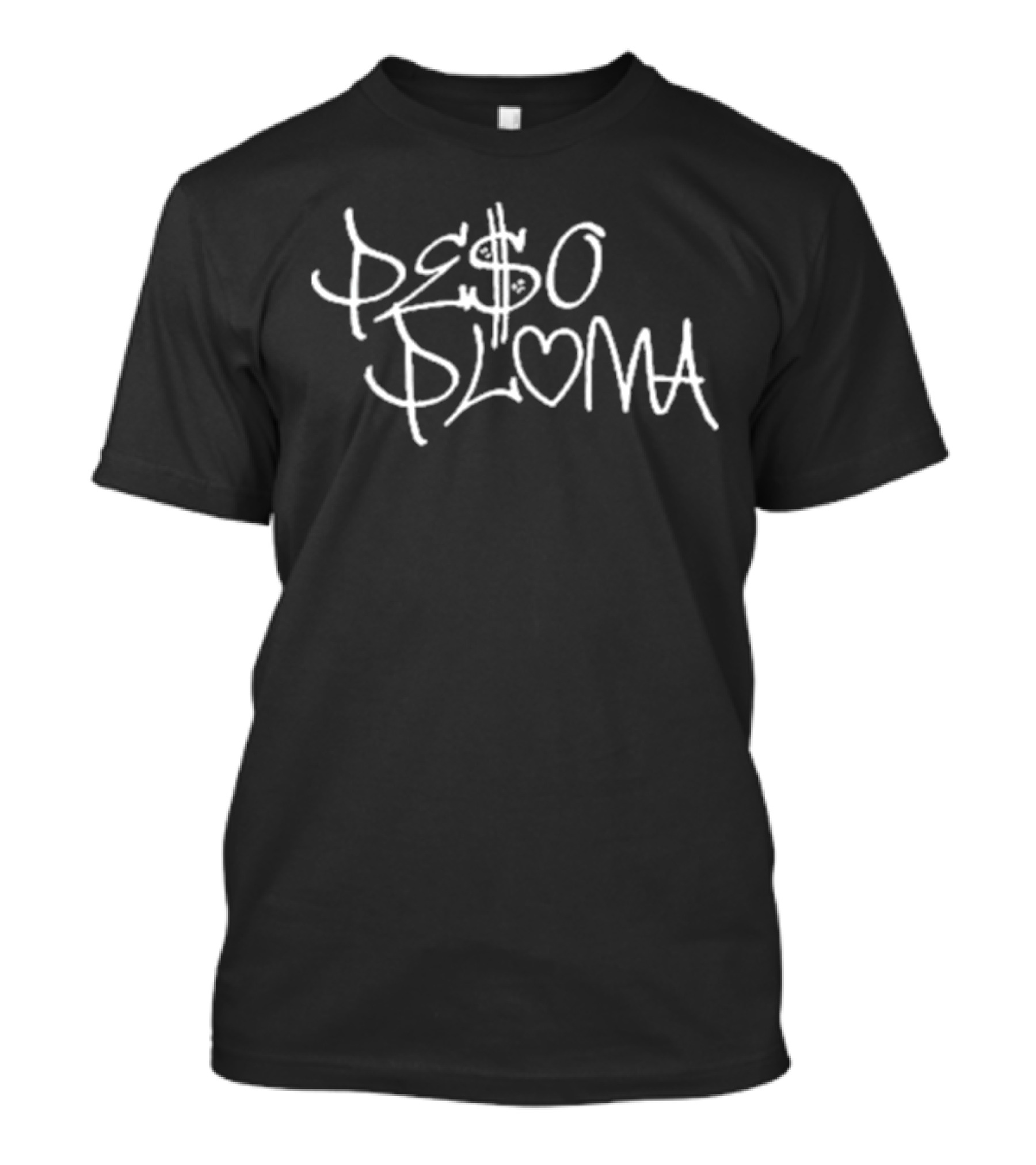 PE$O PLUMA Graffiti Style Text With Heart Symbolization T-Shirt