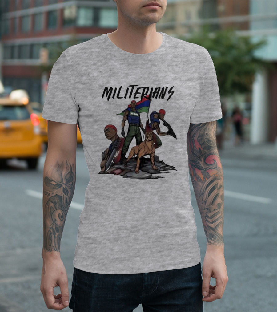 J Hus Merch Militerians Militant Style with Red Bandanas and Guard Dog T-Shirt