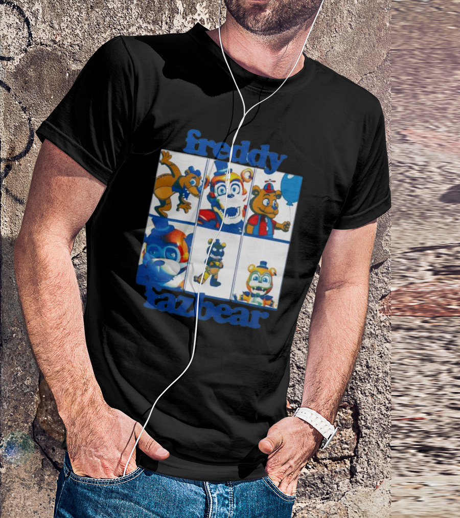 Freddy Fazbear Animated Comic Style Grid Boyfriend Fit Girls T-Shirt