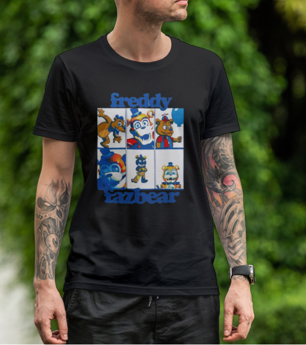 Freddy Fazbear Animated Comic Style Grid Boyfriend Fit Girls T-Shirt