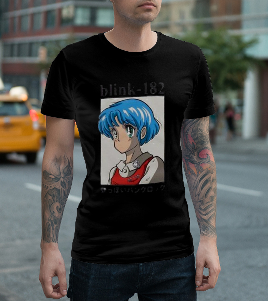 blink-182 Anime Character Illustration Blue Hair Iconic T-Shirt