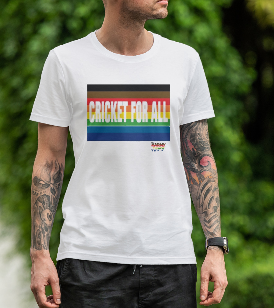 Barmy Army Cricket For All Rainbow Stripes T-Shirt
