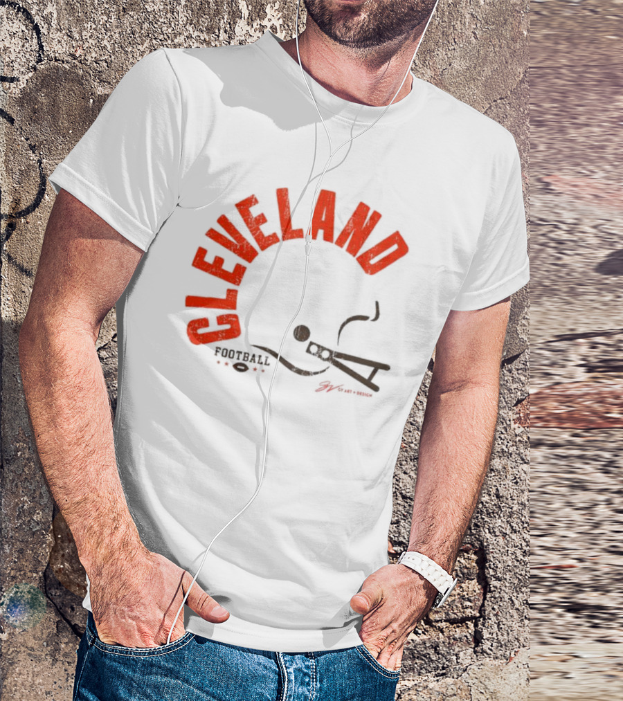 Cleveland Football Helmet Bold Type T-Shirt