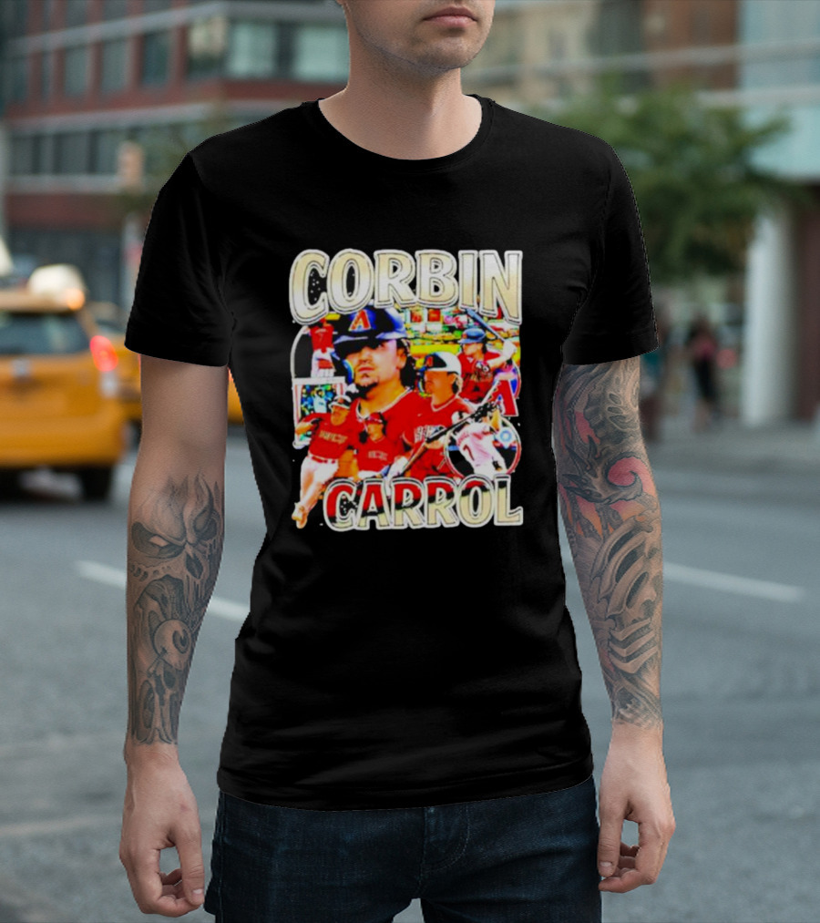 CORBIN CARROL BASEBALL VINTAGE PLAYER ACTION COLLAGE T-Shirt