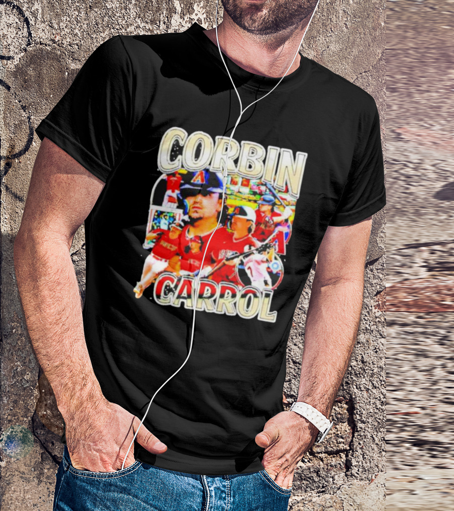 CORBIN CARROL BASEBALL VINTAGE PLAYER ACTION COLLAGE T-Shirt