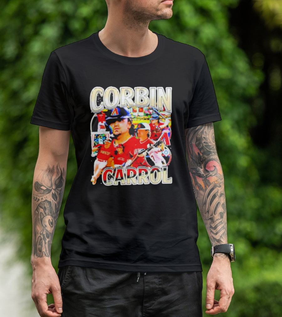 CORBIN CARROL BASEBALL VINTAGE PLAYER ACTION COLLAGE T-Shirt