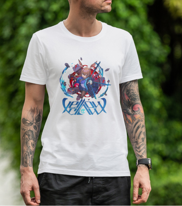 Arknights Yellow Claw Character With Sword And Energy Circle T-Shirt