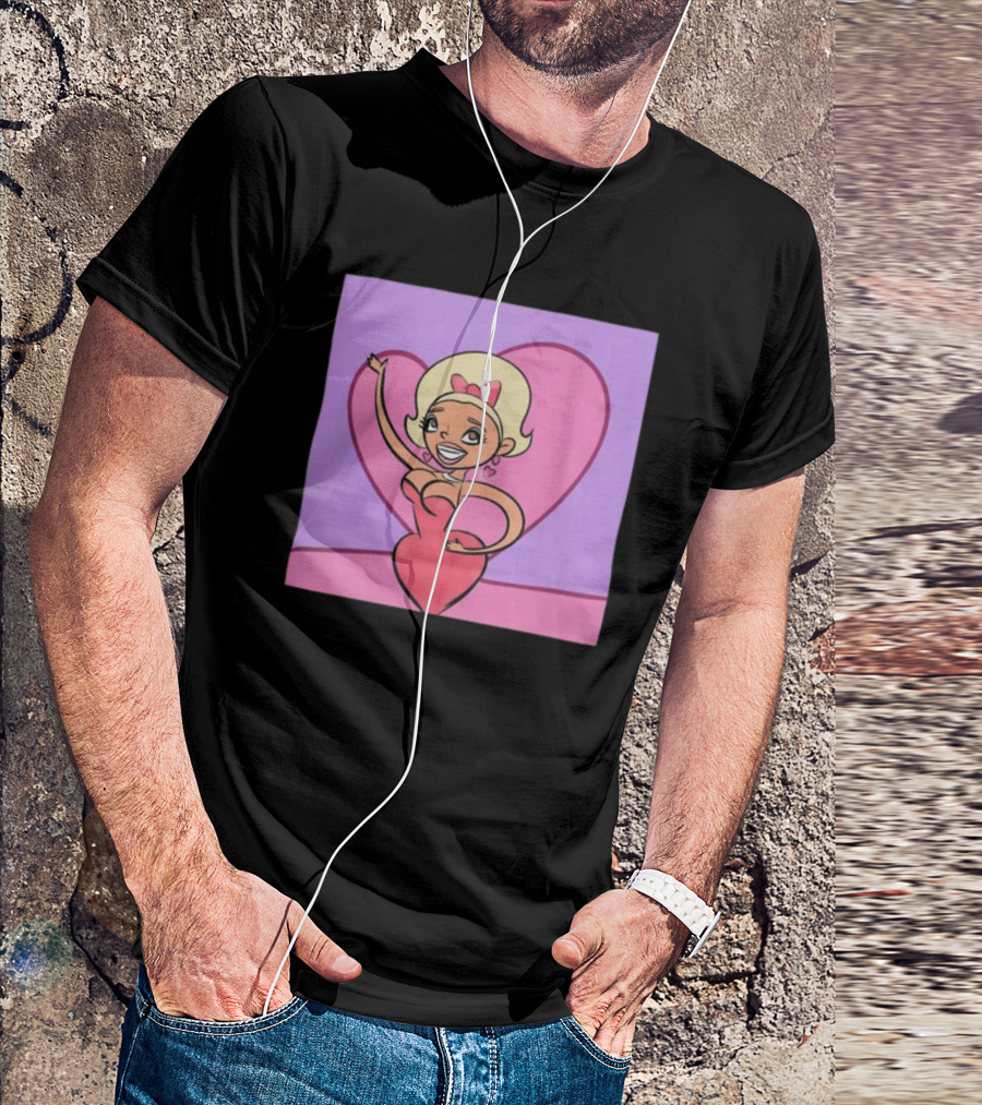 Jaymes Mansfield Cartoon Heart Outfit Pink Background T-Shirt