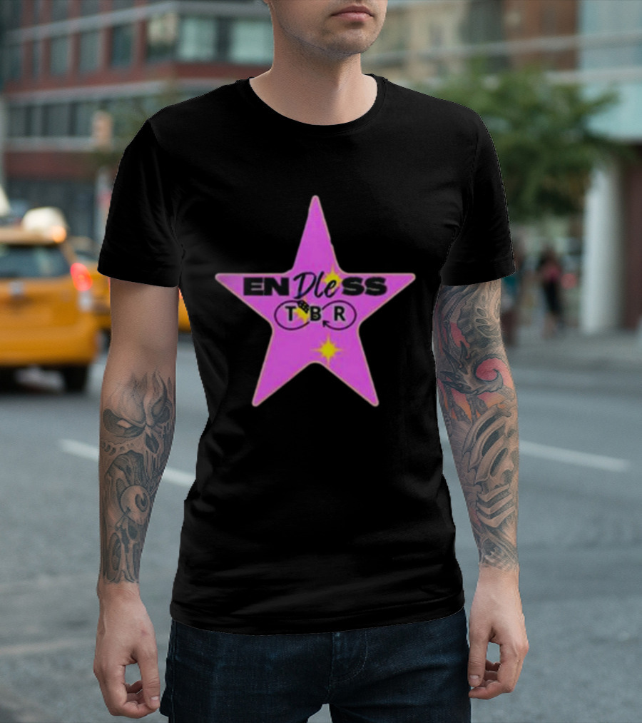 Endless TBR Star Pink Emblem with Books and Dice T-Shirt