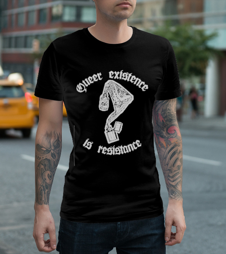 Queer Existence Is Resistance Question Mark Graffiti T-Shirt