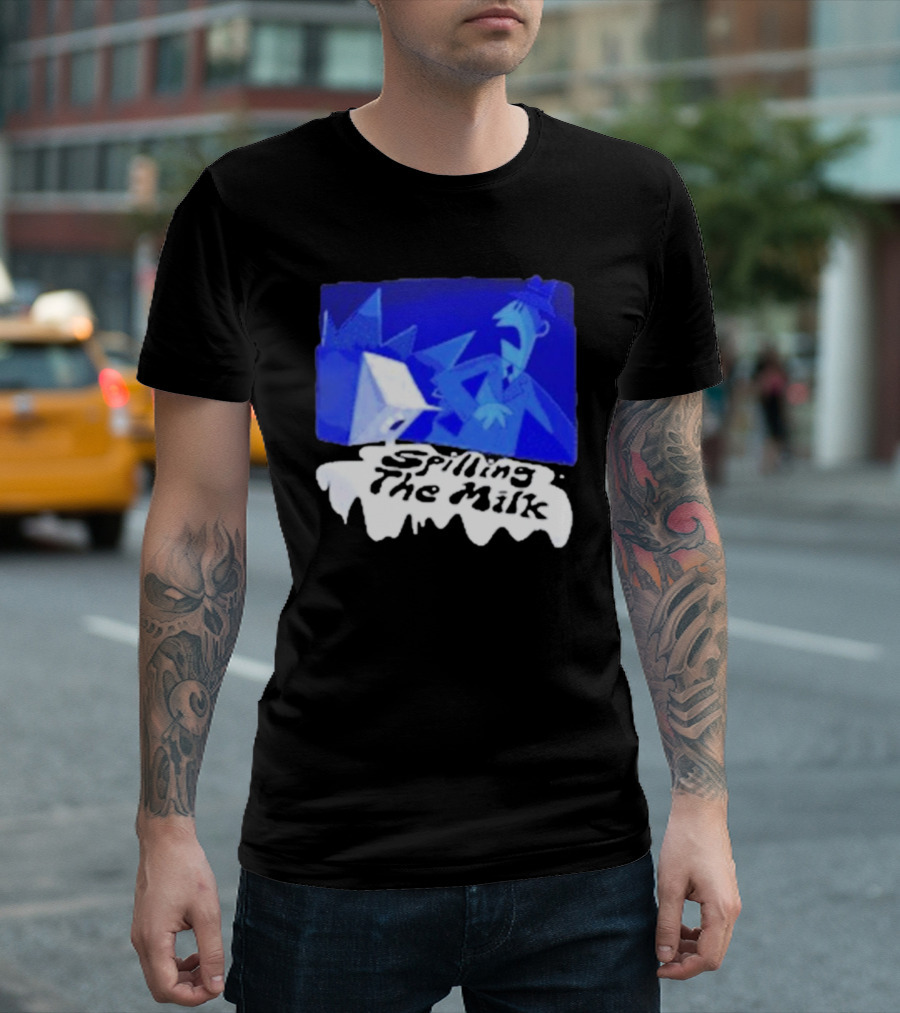 Spilling The Milk Blue Businessman Cartoon T-Shirt