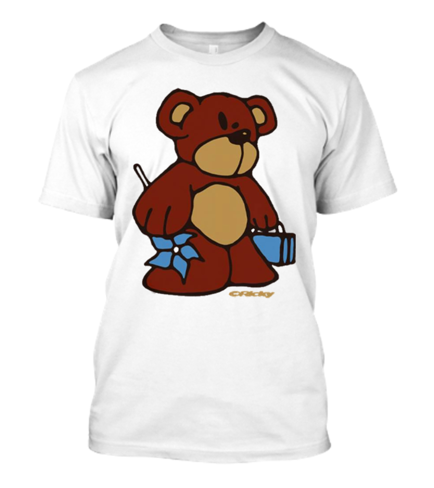Ricky Montgomery Bear With Blue Flower And Gift Box T-Shirt