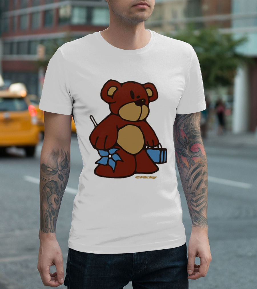 Ricky Montgomery Bear With Blue Flower And Gift Box T-Shirt