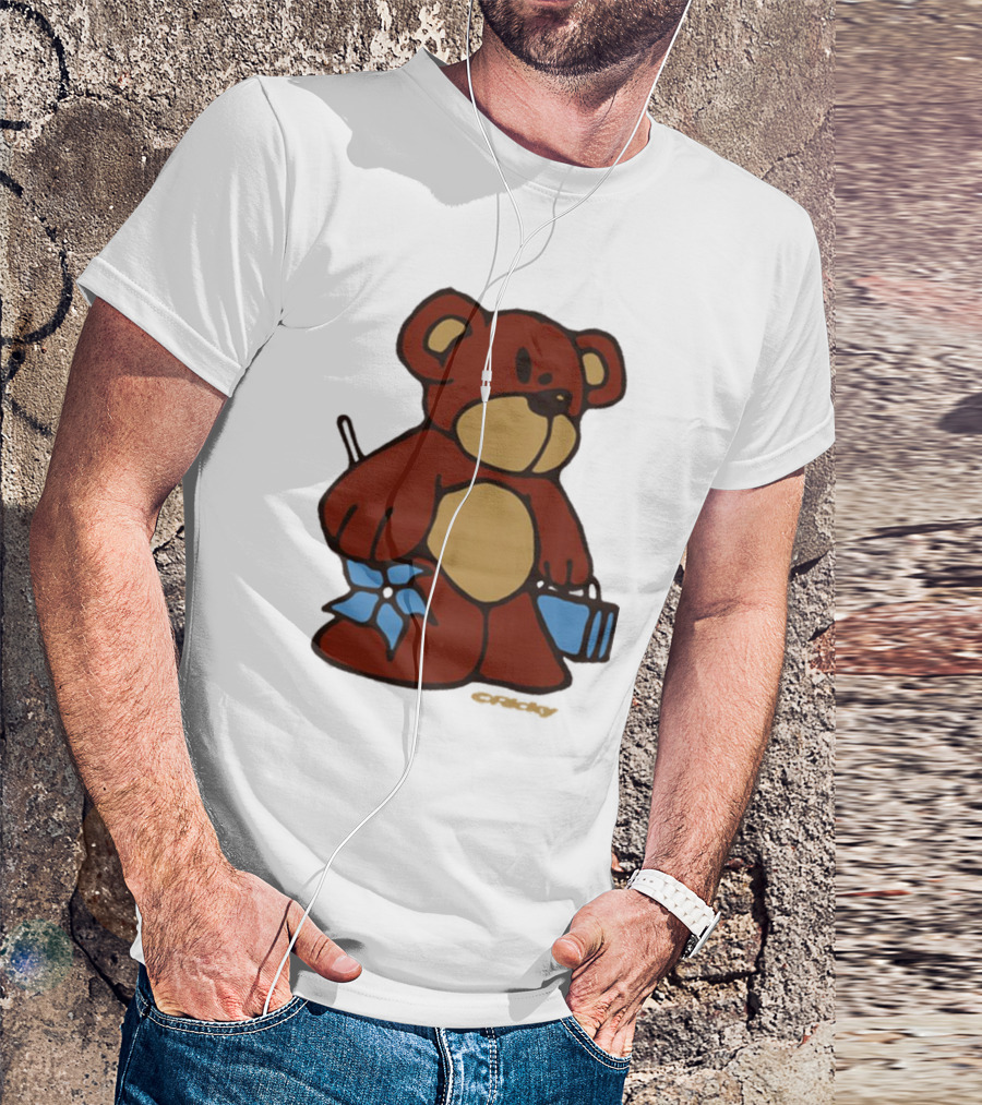 Ricky Montgomery Bear With Blue Flower And Gift Box T-Shirt